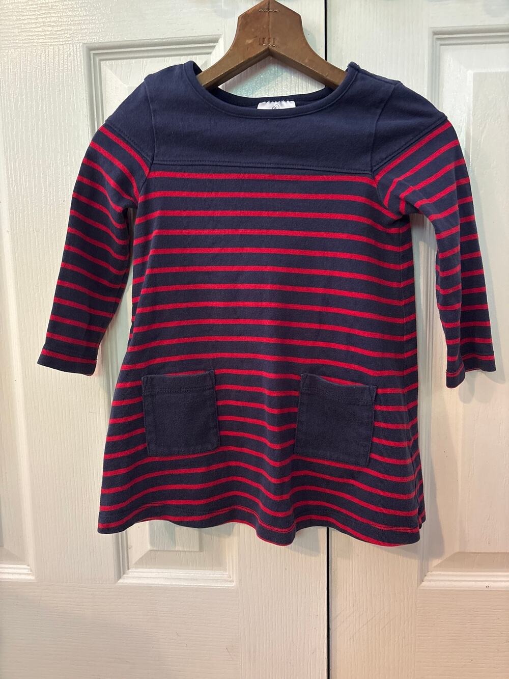 Hanna Anderson Blue and Red Striped Dress Size 5T